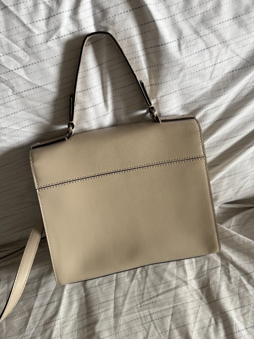 Kate Spade New York 100% Leather Cream Top Handle Crossbody Satchel - Picture 6 of 14